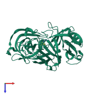 Monomeric assembly 2 of PDB entry 2g21 coloured by chemically distinct molecules, top view.