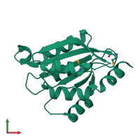 PDB entry 2g2c coloured by chain, front view.