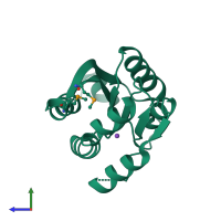 PDB entry 2g2c coloured by chain, side view.