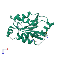 PDB entry 2g2c coloured by chain, top view.