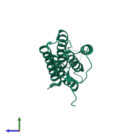 PDB entry 2g2d coloured by chain, side view.