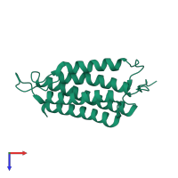 PDB entry 2g2d coloured by chain, top view.