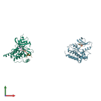 PDB entry 2g2f coloured by chain, front view.