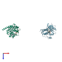 PDB entry 2g2f coloured by chain, top view.