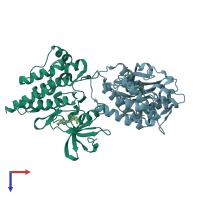 PDB entry 2g2h coloured by chain, top view.