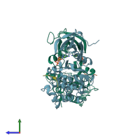 PDB entry 2g2i coloured by chain, side view.