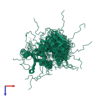 PDB entry 2g2k coloured by chain, ensemble of 18 models, top view.