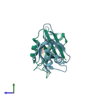 PDB entry 2g2l coloured by chain, side view.