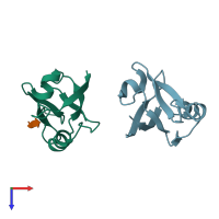 PDB entry 2g2l coloured by chain, top view.
