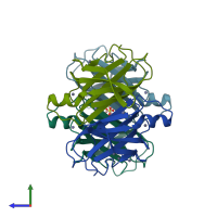 PDB entry 2g2n coloured by chain, side view.