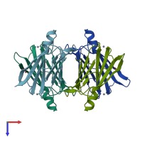 PDB entry 2g2n coloured by chain, top view.