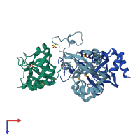 PDB entry 2g2x coloured by chain, top view.