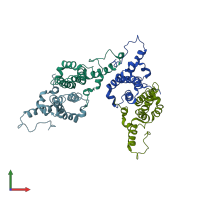PDB entry 2g34 coloured by chain, front view.