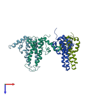 PDB entry 2g34 coloured by chain, top view.