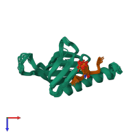 PDB entry 2g35 coloured by chain, ensemble of 20 models, top view.