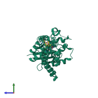 PDB entry 2g36 coloured by chain, side view.