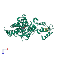PDB entry 2g36 coloured by chain, top view.