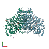 PDB entry 2g39 coloured by chain, front view.