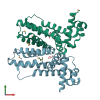 PDB entry 2g3b coloured by chain, front view.