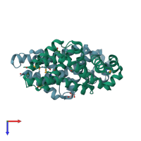 PDB entry 2g3b coloured by chain, top view.