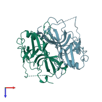 PDB entry 2g3p coloured by chain, top view.