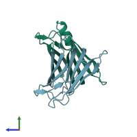 PDB entry 2g3x coloured by chain, side view.