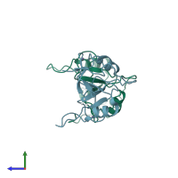 PDB entry 2g43 coloured by chain, side view.