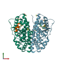 PDB entry 2g44 coloured by chain, front view.