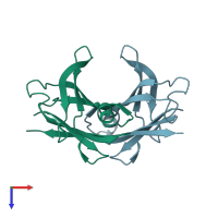 PDB entry 2g4g coloured by chain, top view.