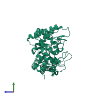 PDB entry 2g4j coloured by chain, side view.