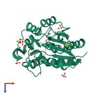 PDB entry 2g4l coloured by chain, top view.