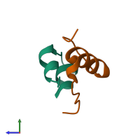 PDB entry 2g4m coloured by chain, side view.