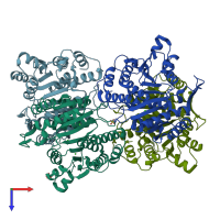 PDB entry 2g4o coloured by chain, top view.