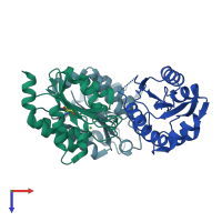 PDB entry 2g4r coloured by chain, top view.