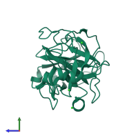 PDB entry 2g51 coloured by chain, side view.
