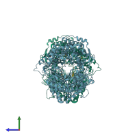 PDB entry 2g54 coloured by chain, side view.
