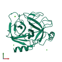 PDB entry 2g55 coloured by chain, front view.