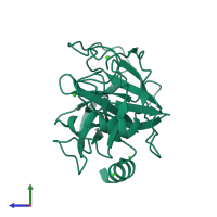 PDB entry 2g55 coloured by chain, side view.