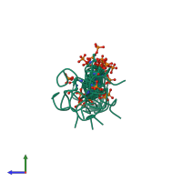 PDB entry 2g57 coloured by chain, ensemble of 10 models, side view.