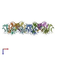 PDB entry 2g5b coloured by chain, top view.