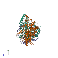 PDB entry 2g5i coloured by chain, side view.