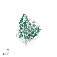 Glutamyl-tRNA(Gln) amidotransferase subunit A in PDB entry 2g5i, assembly 1, side view.