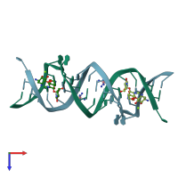 PDB entry 2g5k coloured by chain, top view.