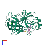 PDB entry 2g5n coloured by chain, top view.
