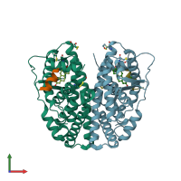 PDB entry 2g5o coloured by chain, front view.