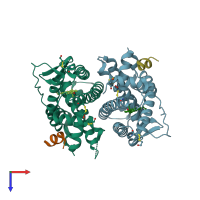 PDB entry 2g5o coloured by chain, top view.