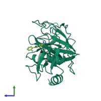 PDB entry 2g5v coloured by chain, side view.