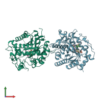 PDB entry 2g5w coloured by chain, front view.