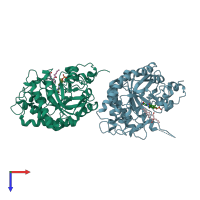 PDB entry 2g5w coloured by chain, top view.