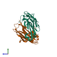 PDB entry 2g60 coloured by chain, side view.